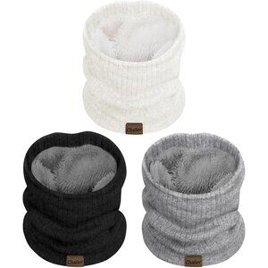 3 Pack Knit Winter Scarves for Women Men Thick Infinity Neck Gaiter Warm